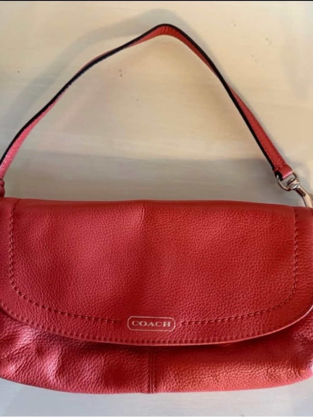 Coach Leather Flap with Snap/Large Wristlet